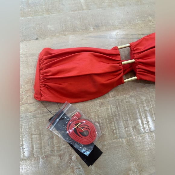 Carmen Marc Valvo swim bandeau bikini top convertible halter strapless - Picture 8 of 13